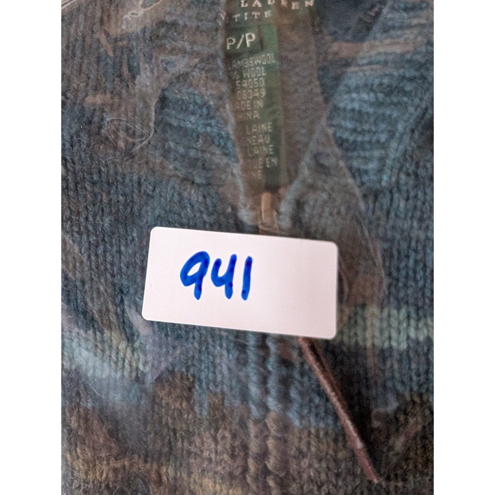 VTG‎ Ralph Lauren Hand Knit Wool Hunting Dog Zip Hooded Sweater SP Heritage Prep - Picture 15 of 15